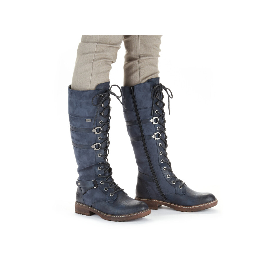 bottes bleues à fermeture éclair pour femmes rieker 94732-14