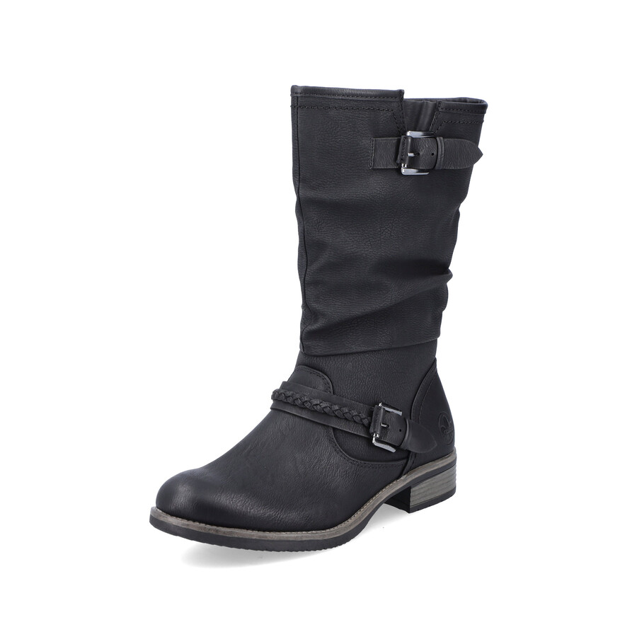 bottes noires à fermeture éclair pour femmes rieker 98860-00