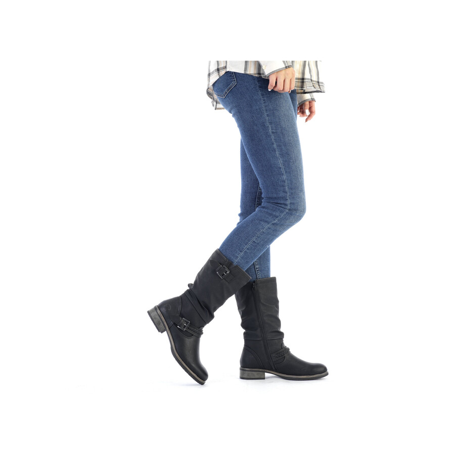 bottes noires à fermeture éclair pour femmes rieker 98860-00