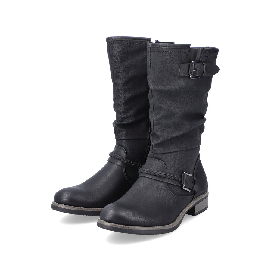 bottes noires à fermeture éclair pour femmes rieker 98860-00