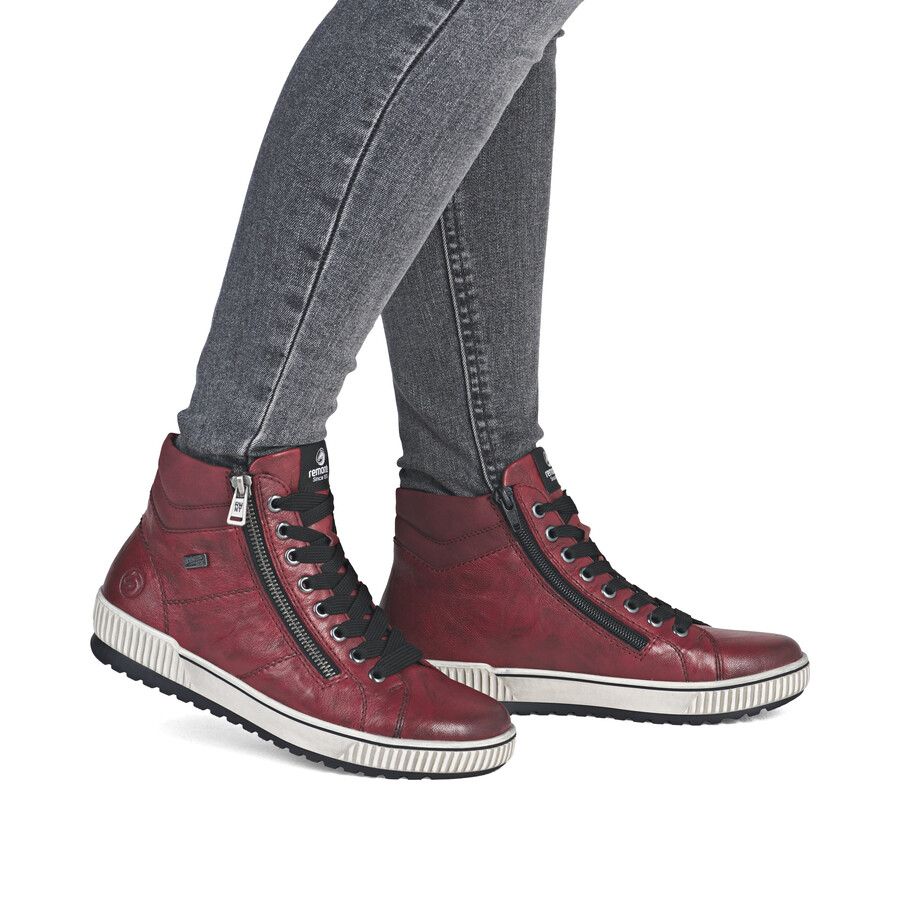 bottes rouges à fermeture éclair pour femmes remonte d0772-36