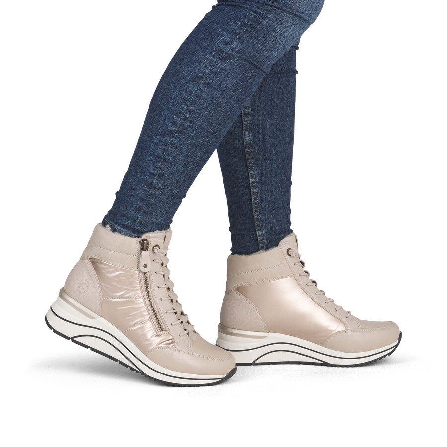 bottes beiges zippées pour femmes remonte d0t72-60