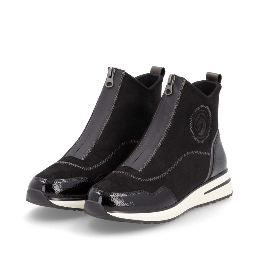 bottes noires à fermeture éclair pour femmes remonte d1g70-03