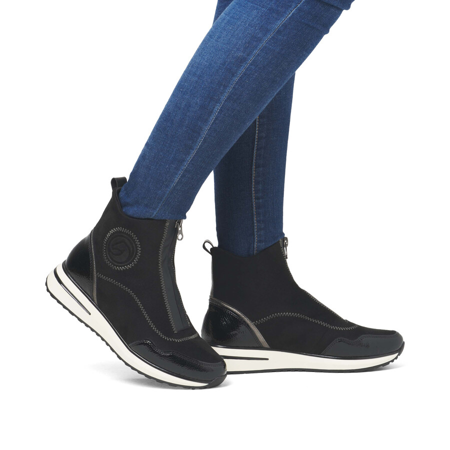 bottes noires à fermeture éclair pour femmes remonte d1g70-03