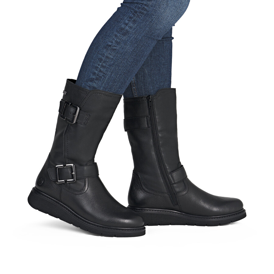 bottes noires à fermeture éclair pour femmes remonte d3980-00