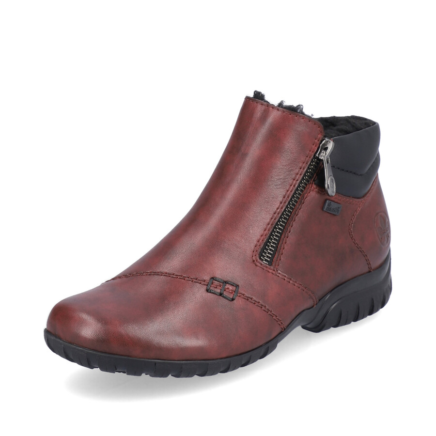bottes rouges à fermeture éclair pour femmes rieker l4655-35