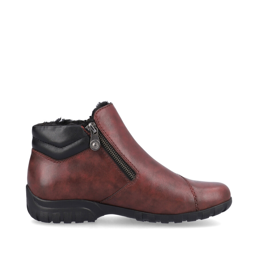 bottes rouges à fermeture éclair pour femmes rieker l4655-35