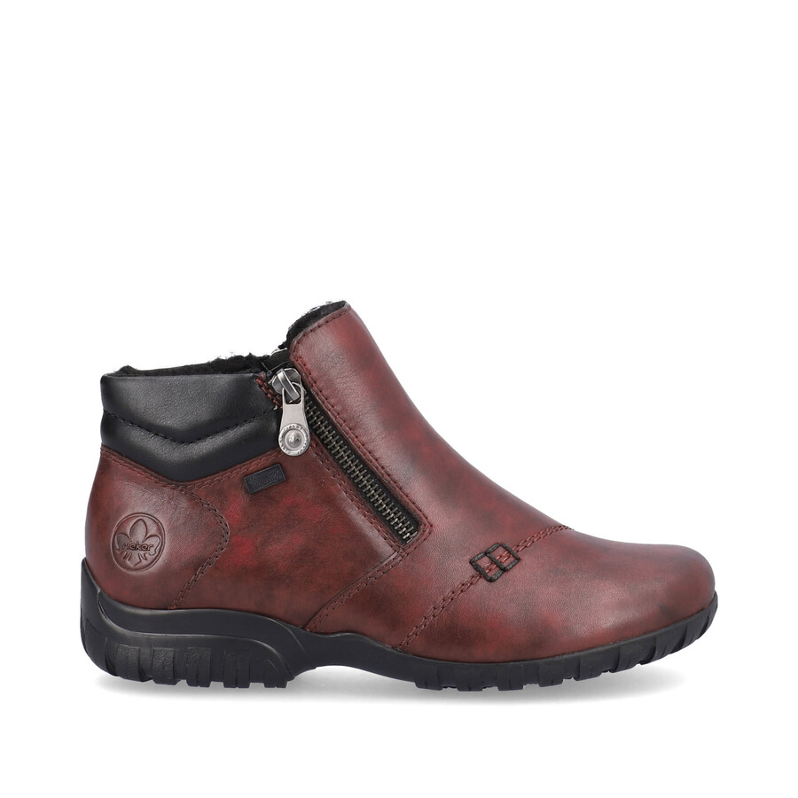bottes rouges à fermeture éclair pour femmes rieker l4655-35