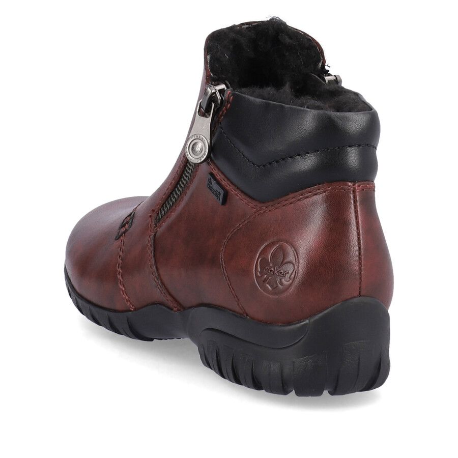 bottes rouges à fermeture éclair pour femmes rieker l4655-35