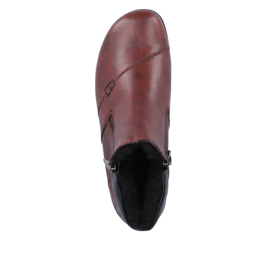 bottes rouges à fermeture éclair pour femmes rieker l4655-35