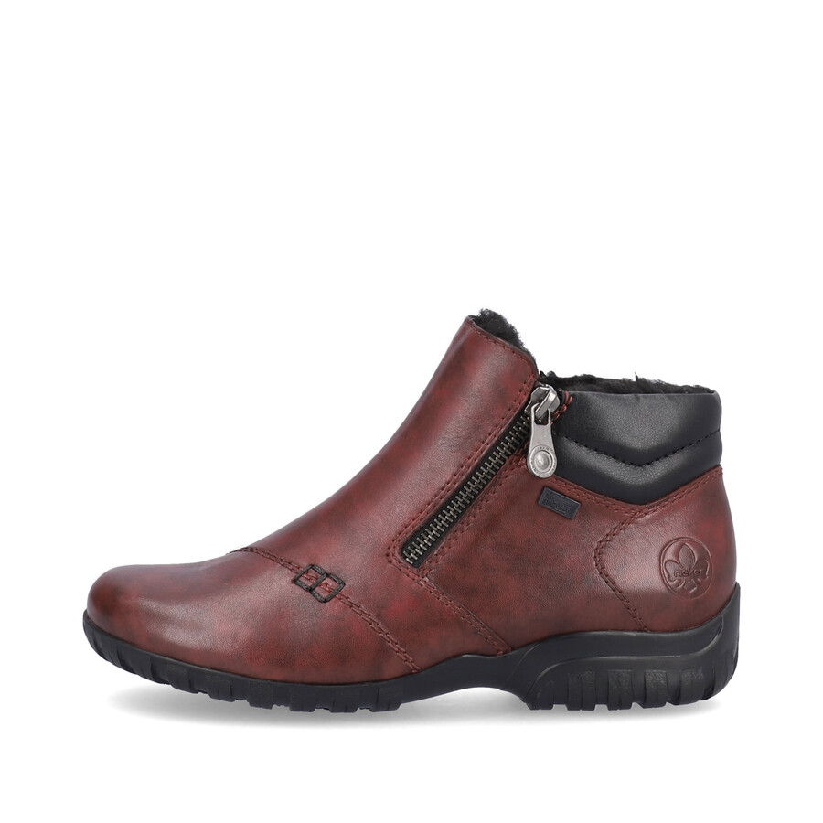 bottes rouges à fermeture éclair pour femmes rieker l4655-35