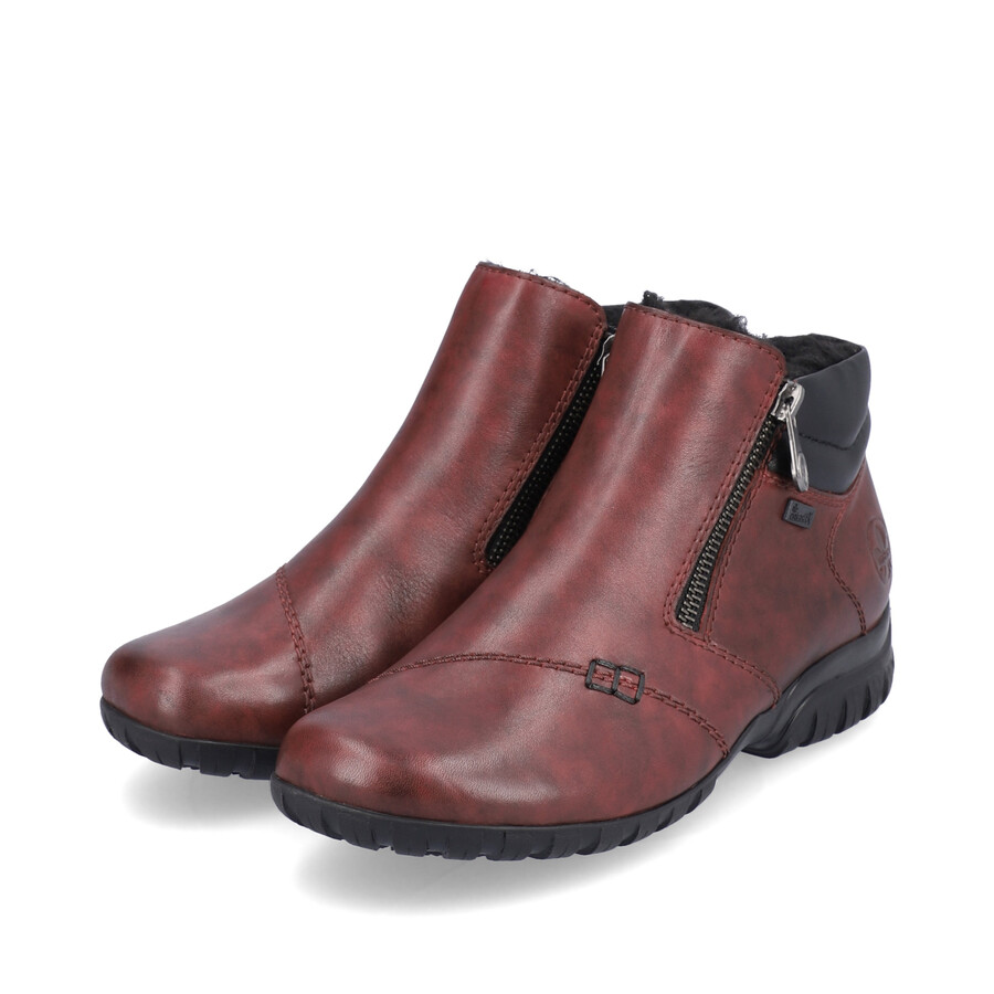 bottes rouges à fermeture éclair pour femmes rieker l4655-35