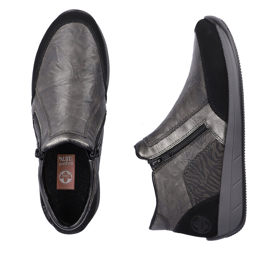 bottes grises à fermeture éclair pour femmes rieker n1152-42