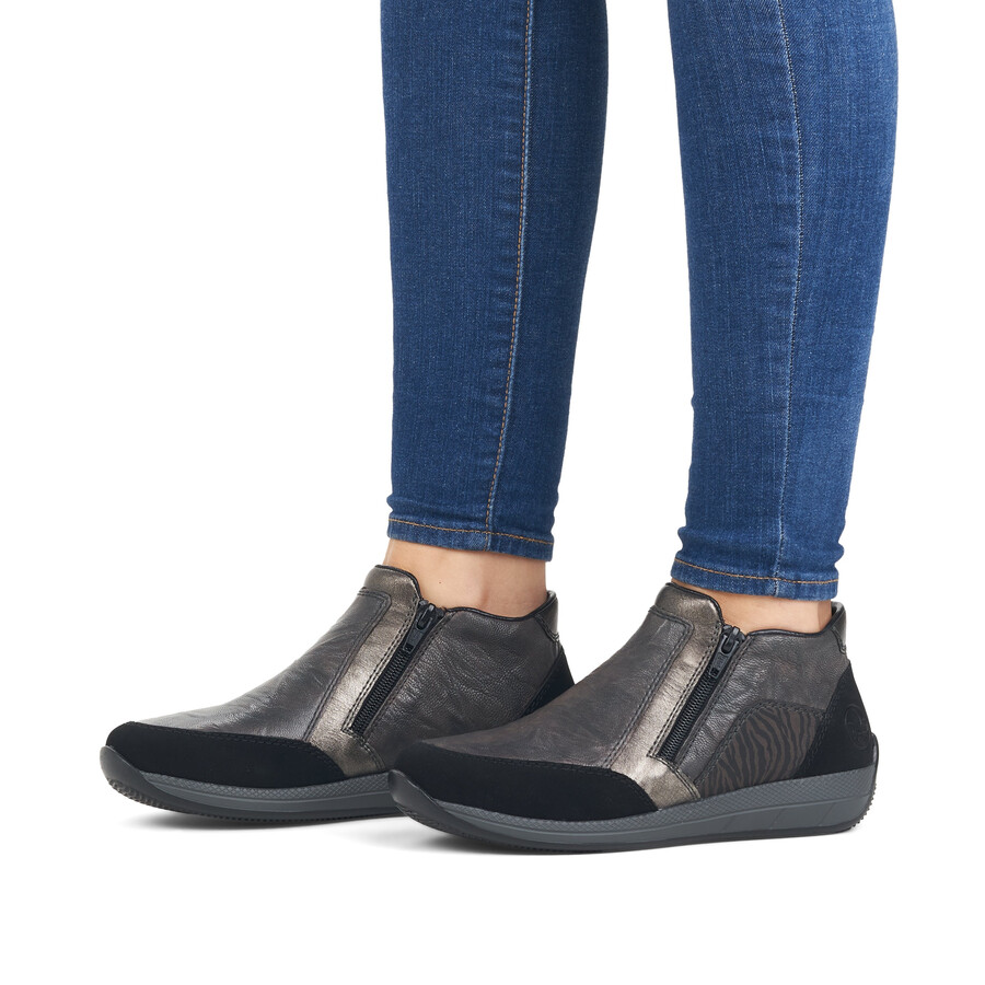 bottes grises à fermeture éclair pour femmes rieker n1152-42