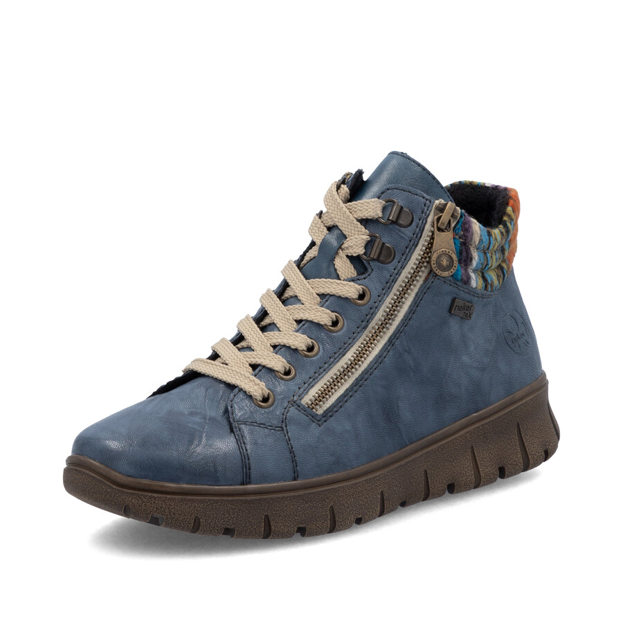 bottes bleues à fermeture éclair pour femmes rieker n1305-14