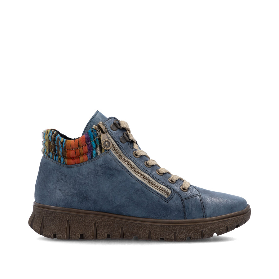 bottes bleues à fermeture éclair pour femmes rieker n1305-14