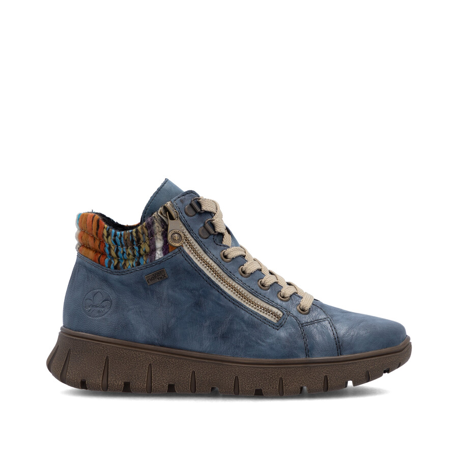 bottes bleues à fermeture éclair pour femmes rieker n1305-14