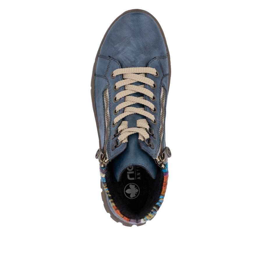 bottes bleues à fermeture éclair pour femmes rieker n1305-14