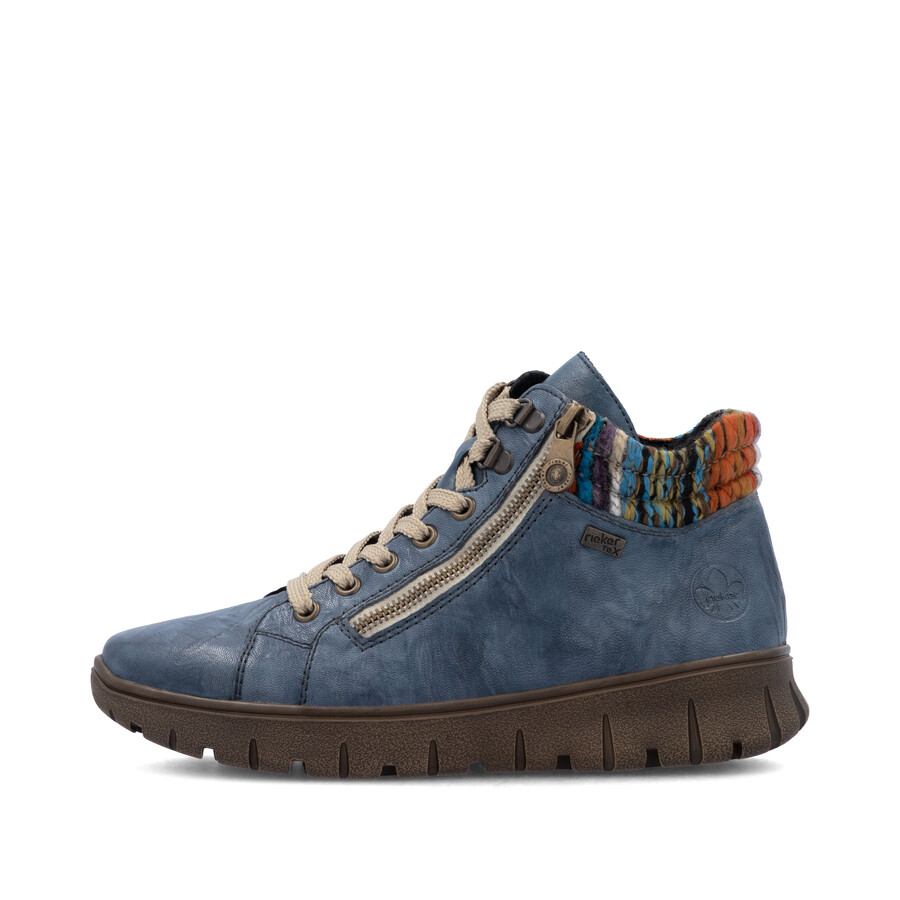 bottes bleues à fermeture éclair pour femmes rieker n1305-14