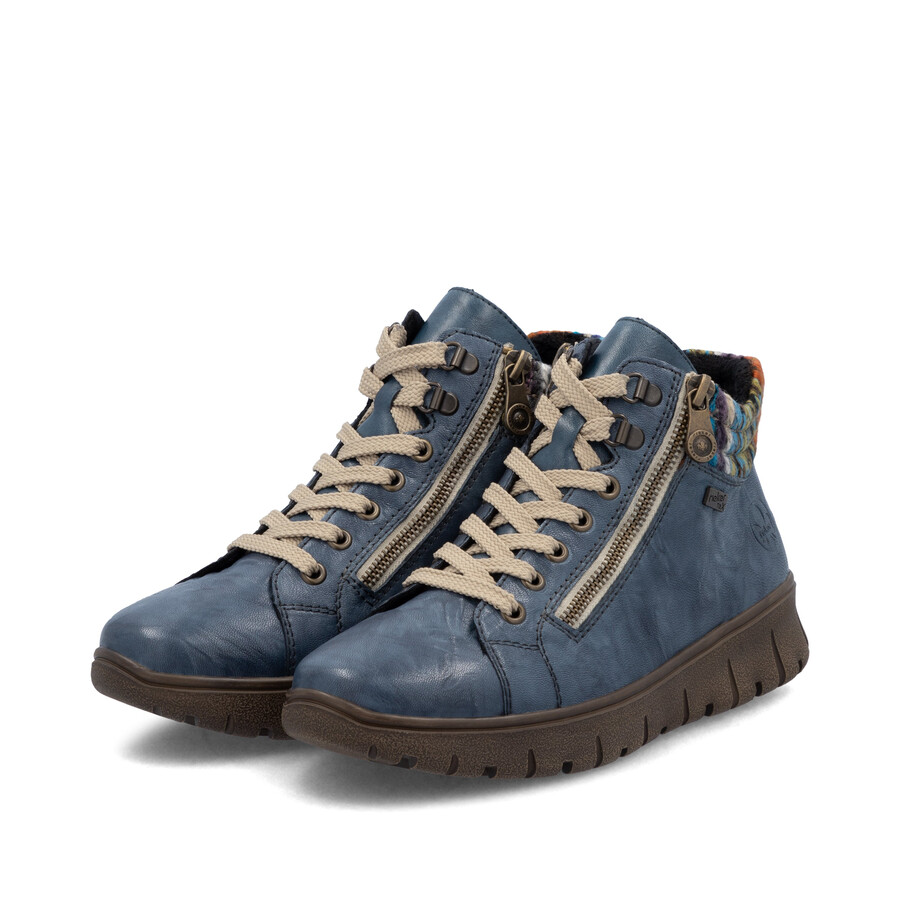 bottes bleues à fermeture éclair pour femmes rieker n1305-14