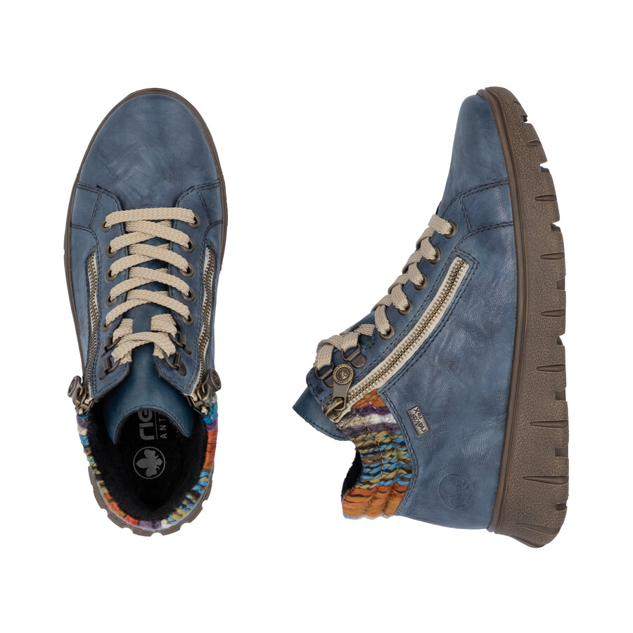 bottes bleues à fermeture éclair pour femmes rieker n1305-14