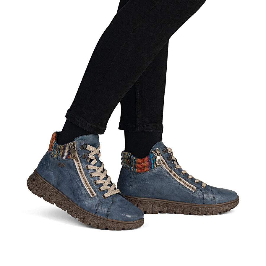 bottes bleues à fermeture éclair pour femmes rieker n1305-14