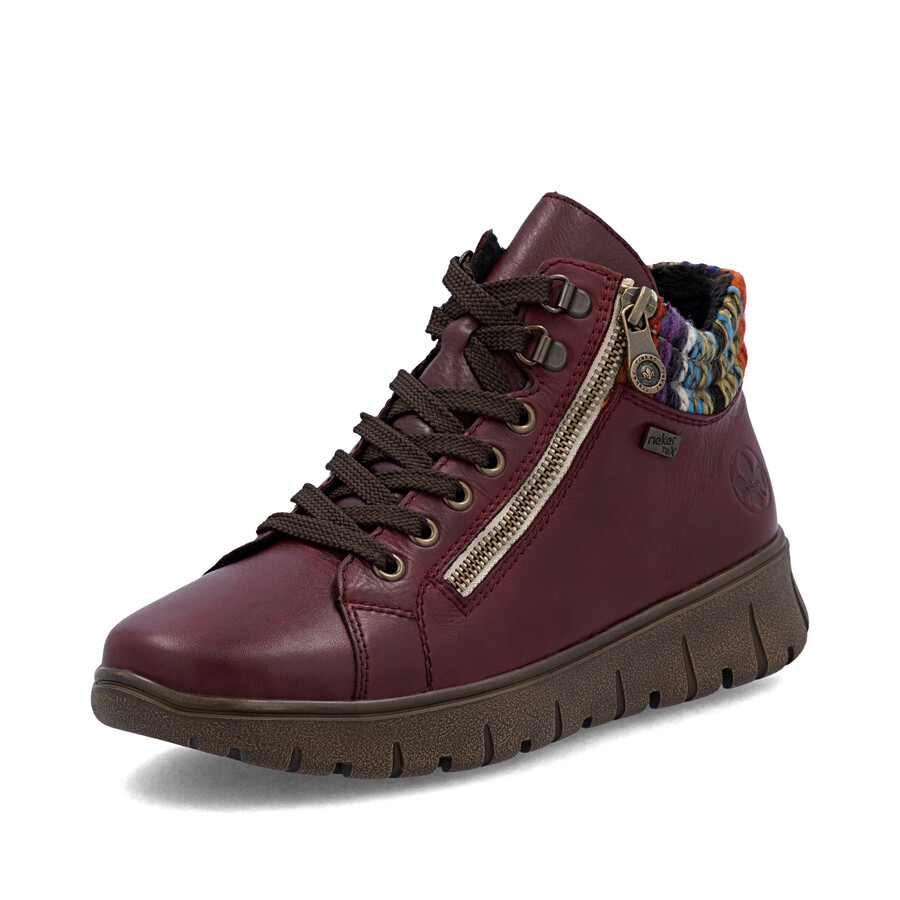bottes rouges à fermeture éclair pour femmes rieker n1305-35