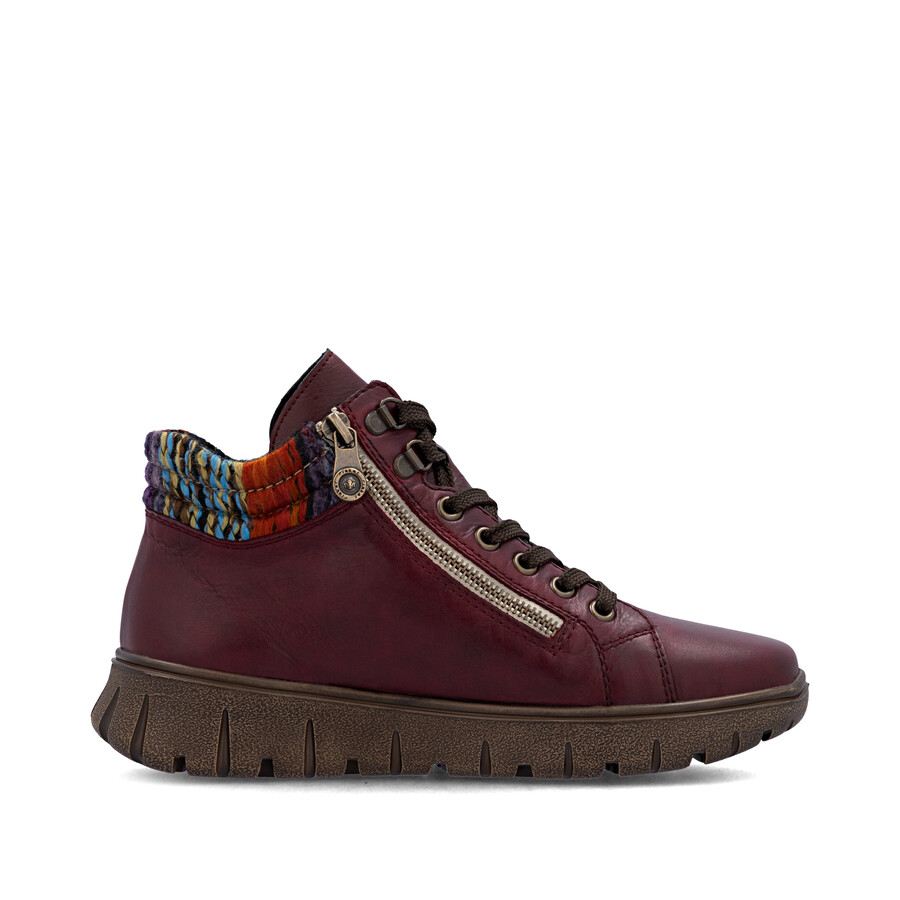 bottes rouges à fermeture éclair pour femmes rieker n1305-35