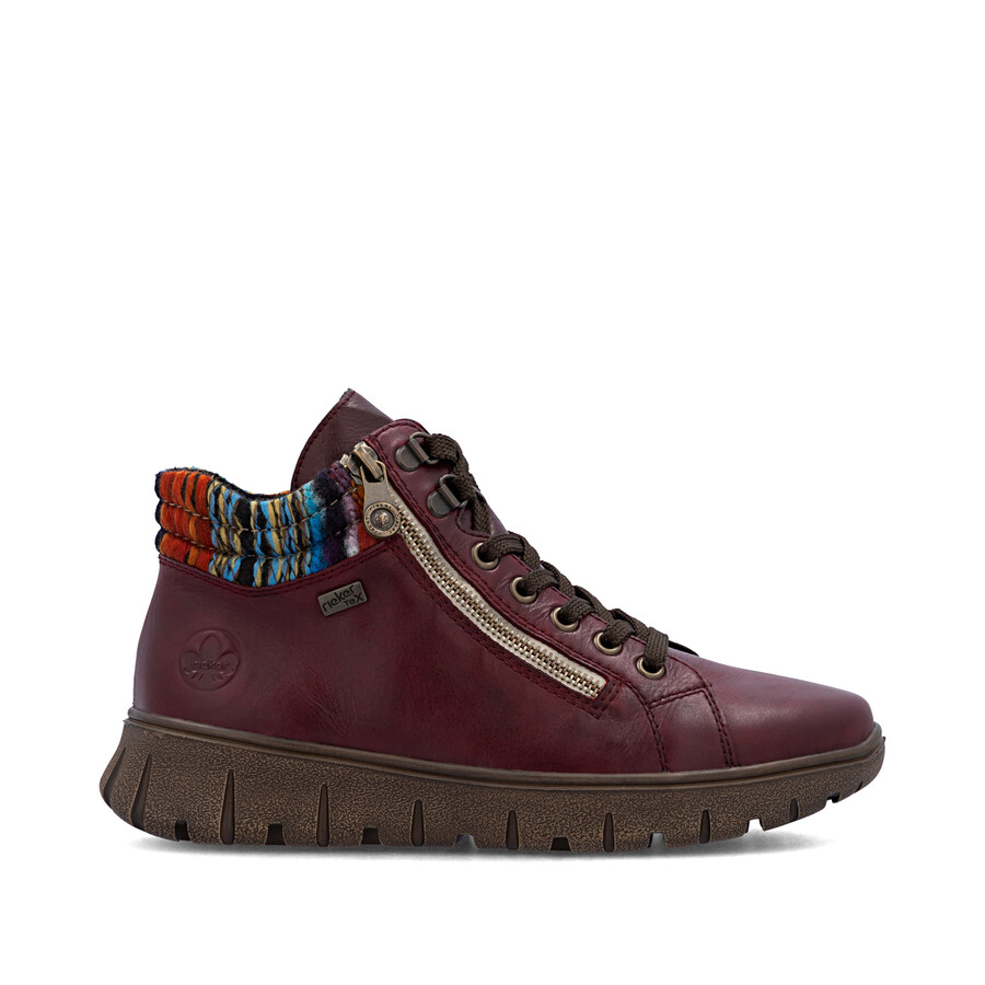 bottes rouges à fermeture éclair pour femmes rieker n1305-35