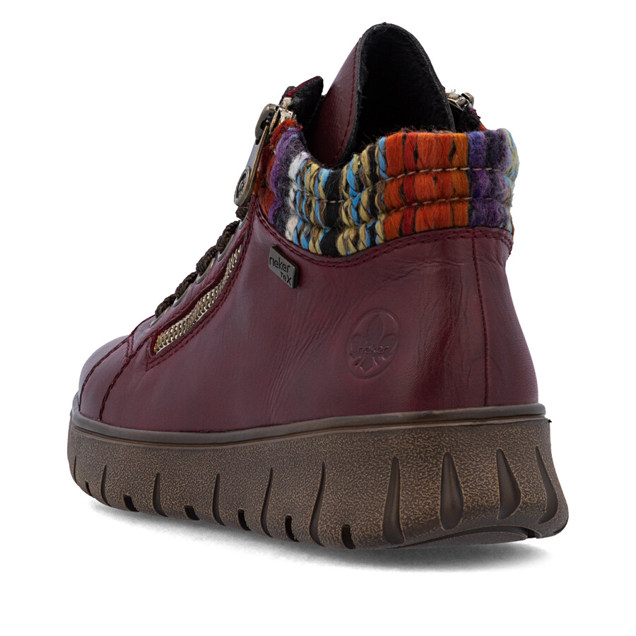bottes rouges à fermeture éclair pour femmes rieker n1305-35