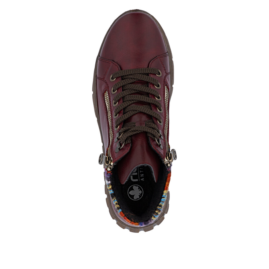 bottes rouges à fermeture éclair pour femmes rieker n1305-35