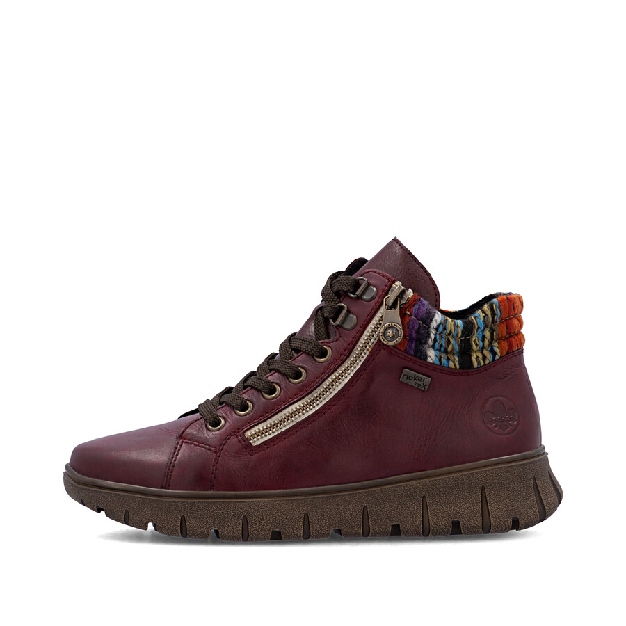 bottes rouges à fermeture éclair pour femmes rieker n1305-35