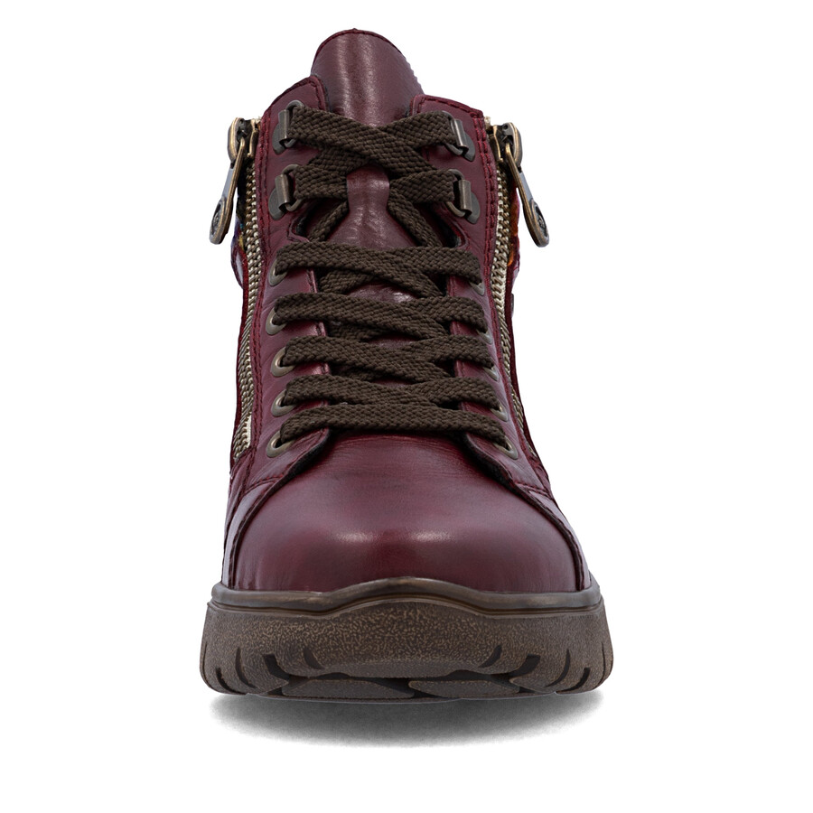 bottes rouges à fermeture éclair pour femmes rieker n1305-35