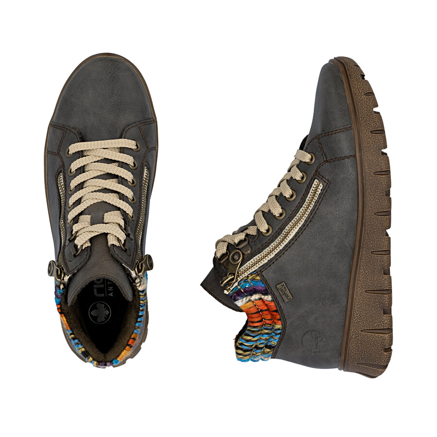 bottes grises à fermeture éclair pour femmes rieker n1305-45