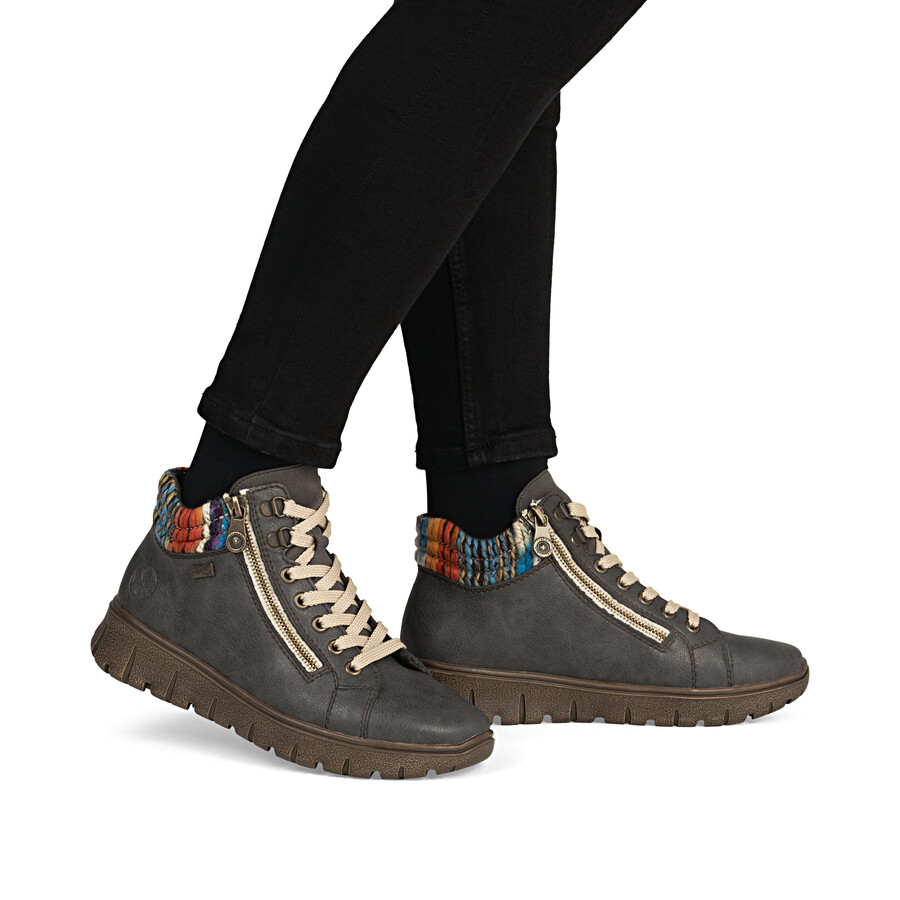 bottes grises à fermeture éclair pour femmes rieker n1305-45