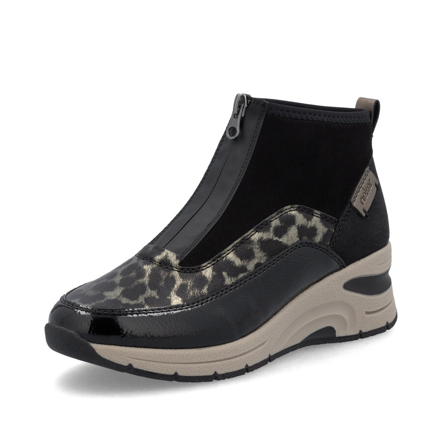 bottes noires à fermeture éclair pour femmes rieker n9362-00