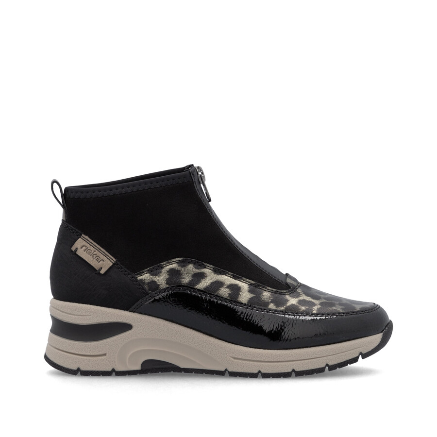 bottes noires à fermeture éclair pour femmes rieker n9362-00