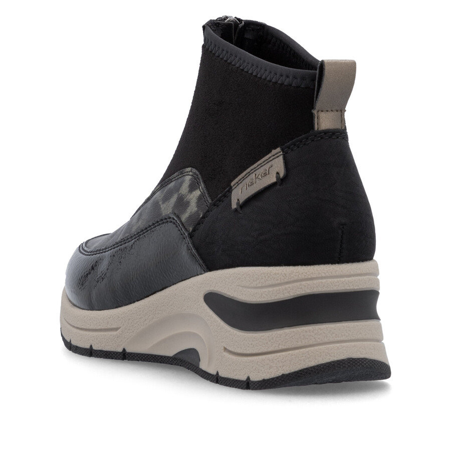 bottes noires à fermeture éclair pour femmes rieker n9362-00