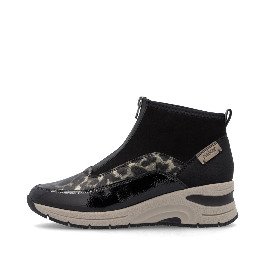 bottes noires à fermeture éclair pour femmes rieker n9362-00