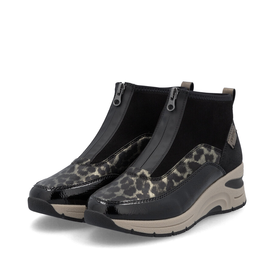 bottes noires à fermeture éclair pour femmes rieker n9362-00