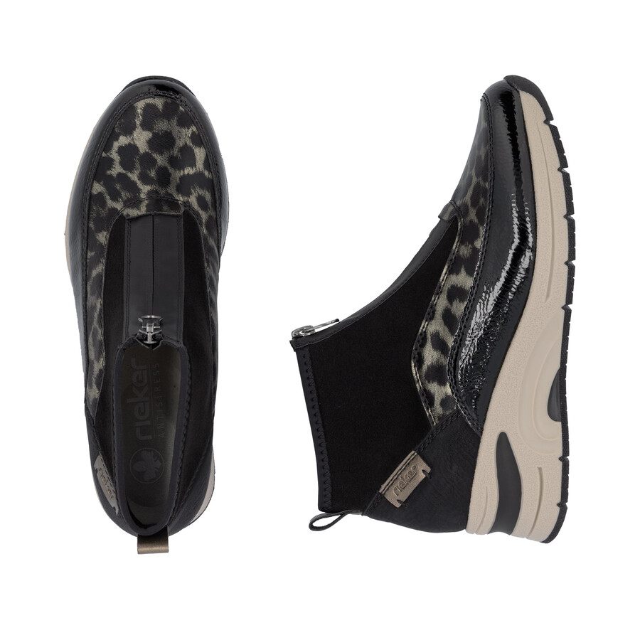 bottes noires à fermeture éclair pour femmes rieker n9362-00