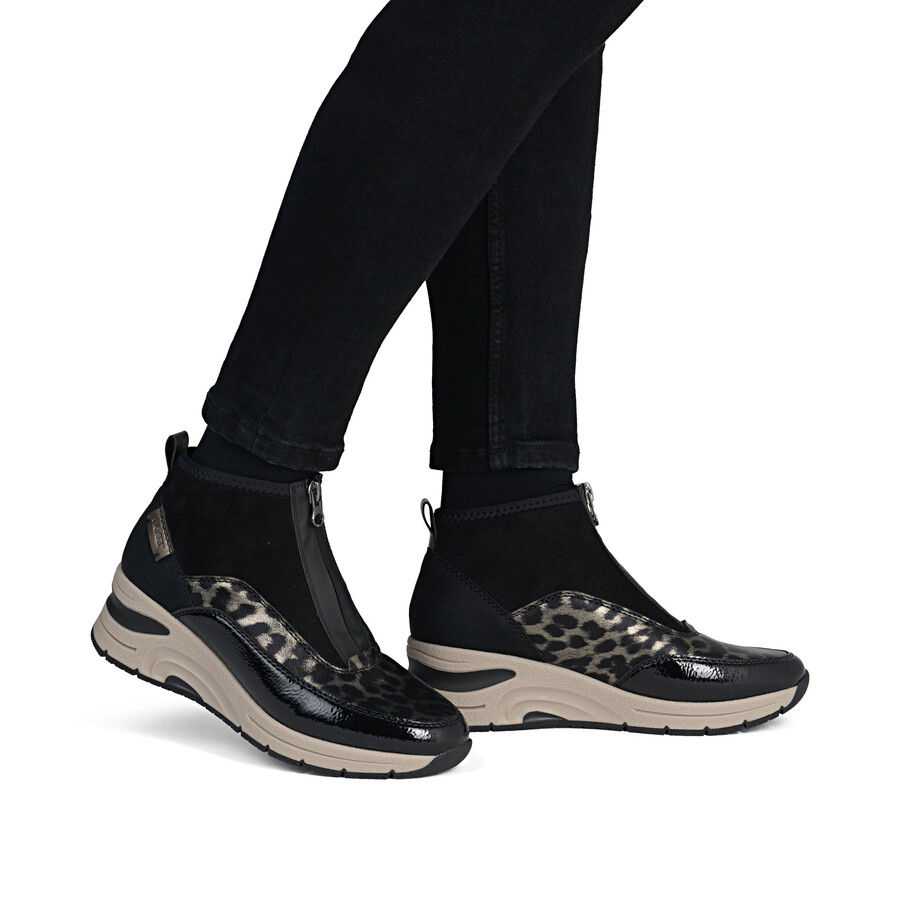 bottes noires à fermeture éclair pour femmes rieker n9362-00