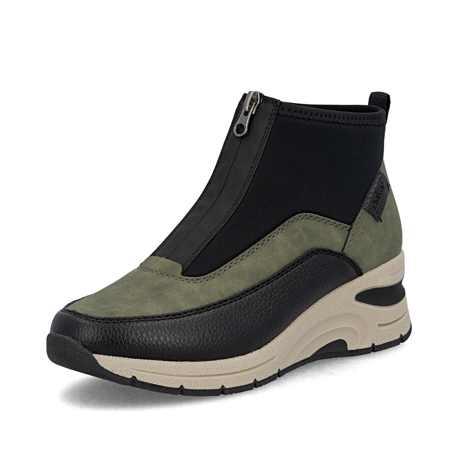 bottes vertes à fermeture éclair pour femmes rieker n9362-54