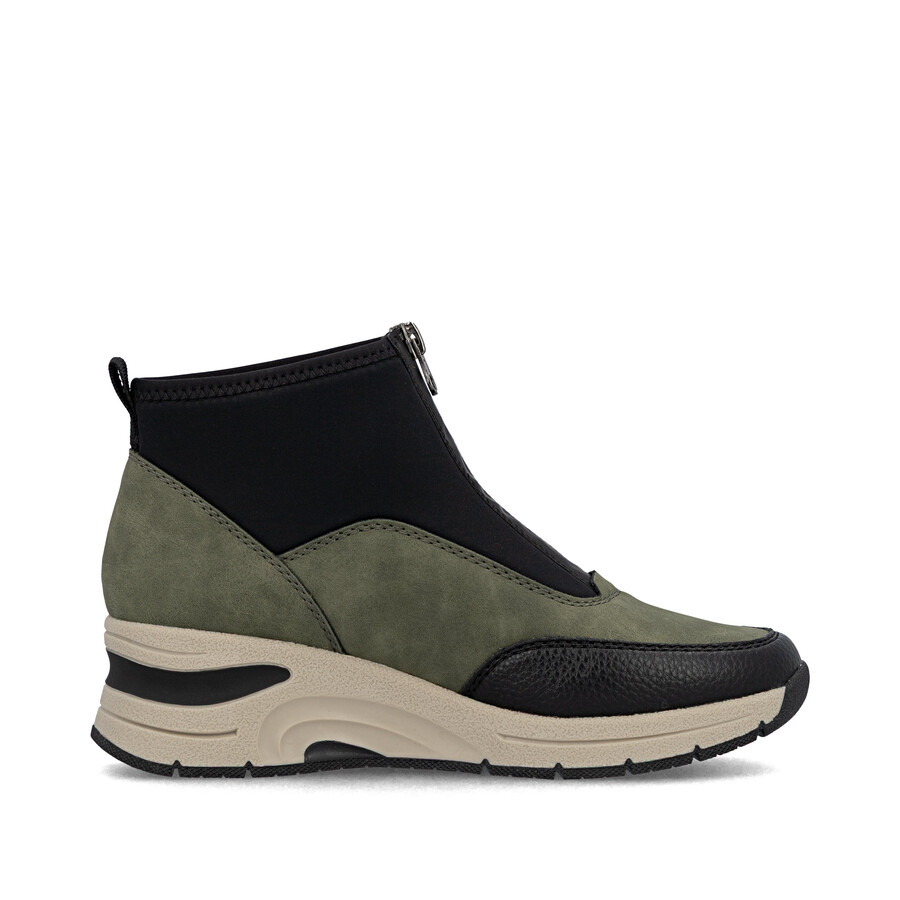 bottes vertes à fermeture éclair pour femmes rieker n9362-54