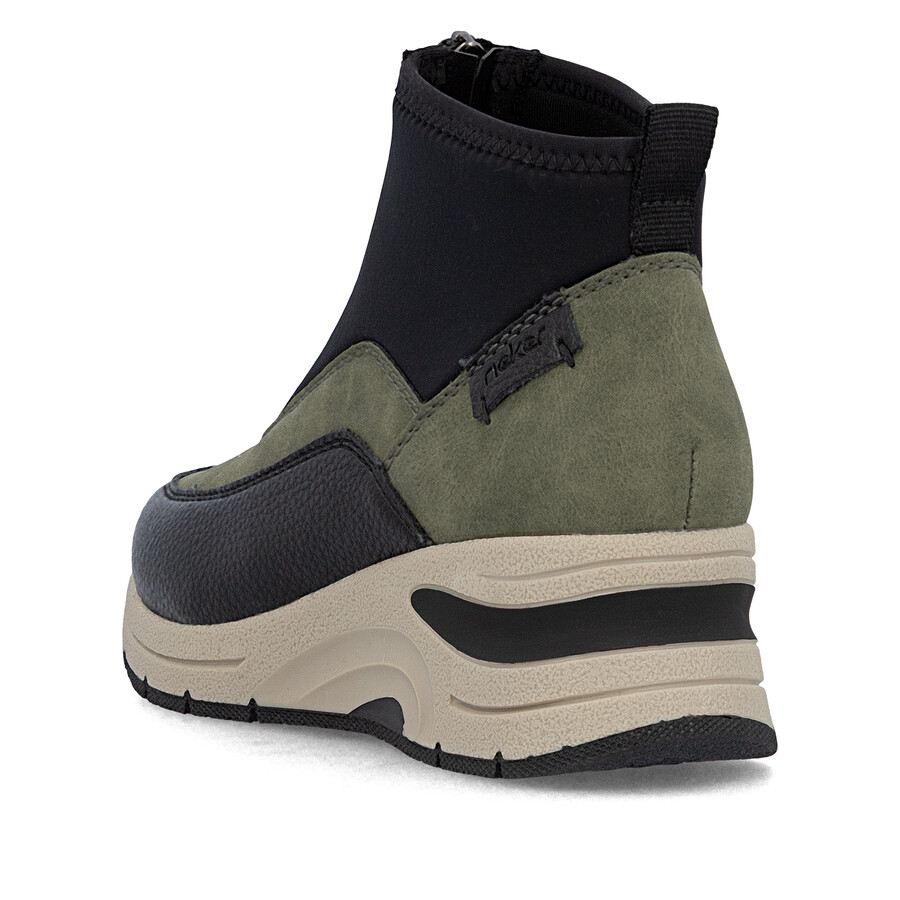 bottes vertes à fermeture éclair pour femmes rieker n9362-54
