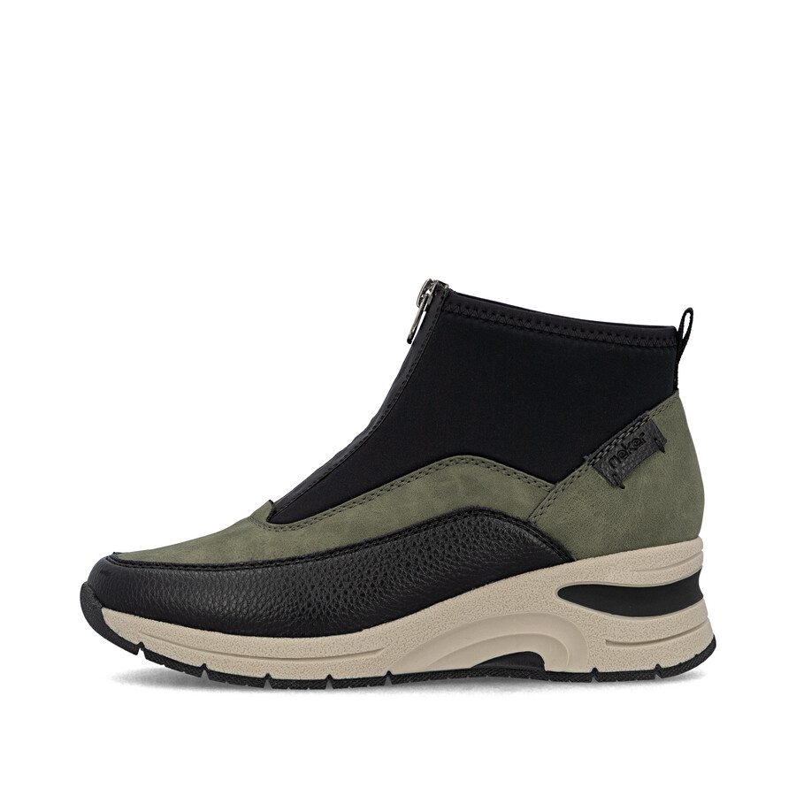 bottes vertes à fermeture éclair pour femmes rieker n9362-54