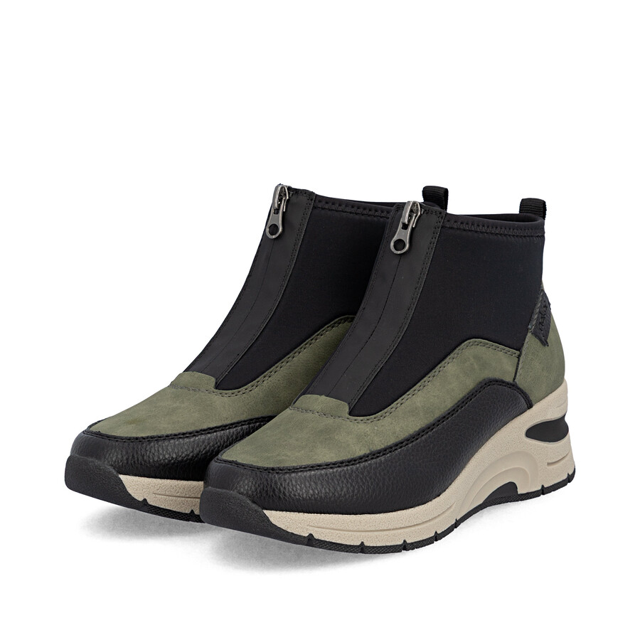 bottes vertes à fermeture éclair pour femmes rieker n9362-54