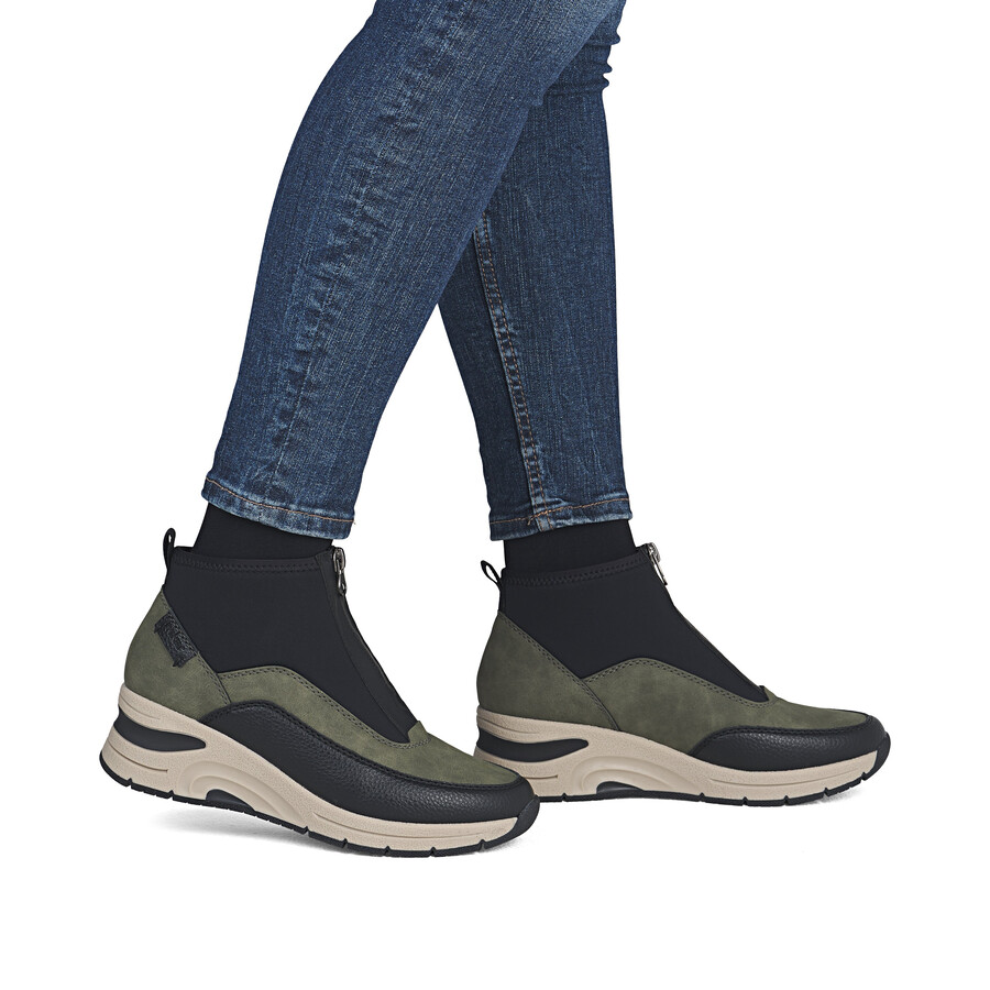 bottes vertes à fermeture éclair pour femmes rieker n9362-54