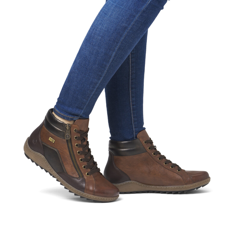 bottes marron à fermeture éclair pour femmes remonte r1458-22