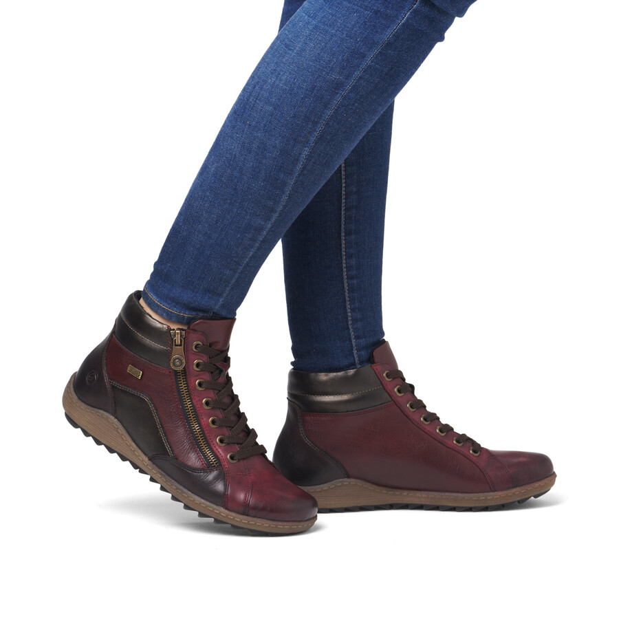 bottes rouges à fermeture éclair pour femmes remonte r1458-35